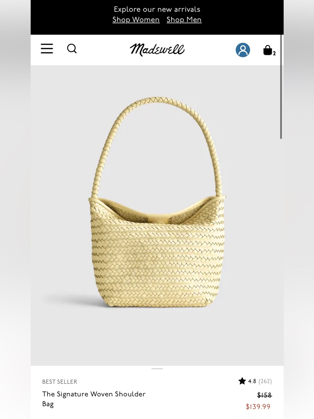 Madewell Woven Shoulder Bag - Pale Pineapple